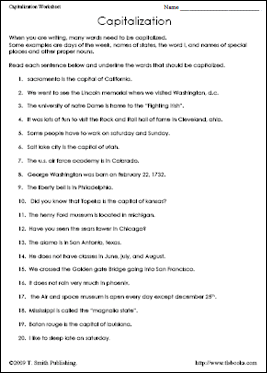 Education World Work Sheet Library: Capitalization | Education World
