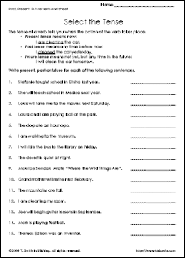 Education World Worksheet Library: Select the Tense | Education World