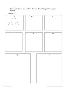 to do factor trees worksheet