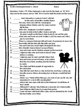 to kill a mockingbird movie worksheet