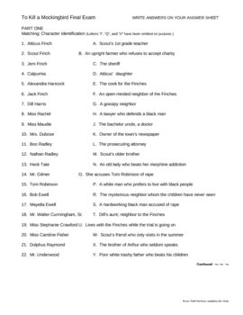 to kill a mockingbird movie worksheet