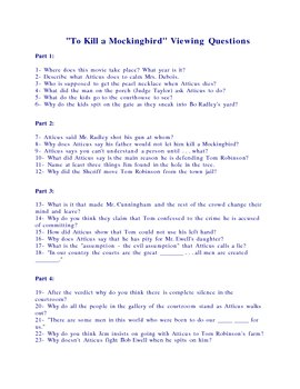 to kill a mockingbird movie worksheet