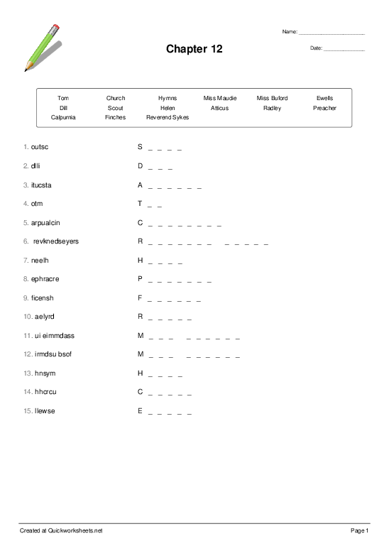 to kill a mockingbird vocabulary worksheet