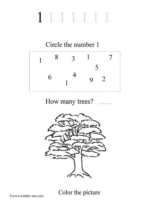 Free Number 1 Worksheet