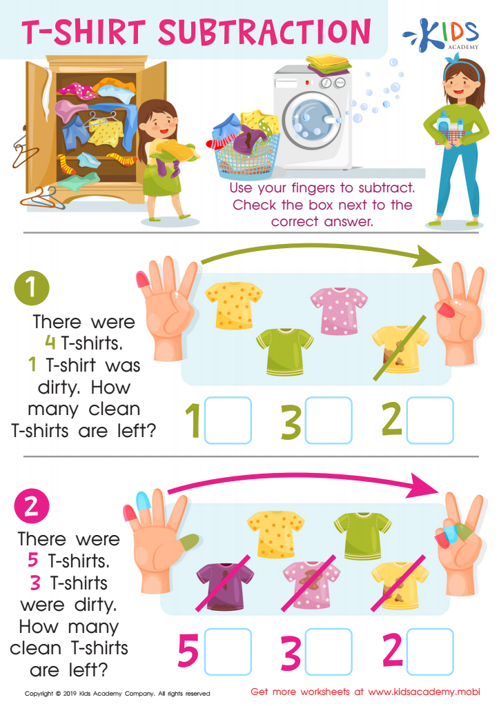 Preschool subtraction worksheets - Free subtraction worksheets