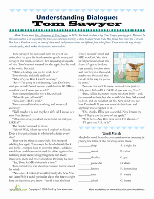 tom sawyer worksheet