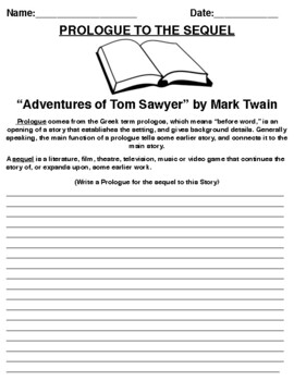 The Adventures of Tom Sawyer Story Starter