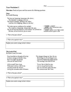 Tone Worksheet 3 Worksheet for 6th - 9th Grade | Lesson Planet