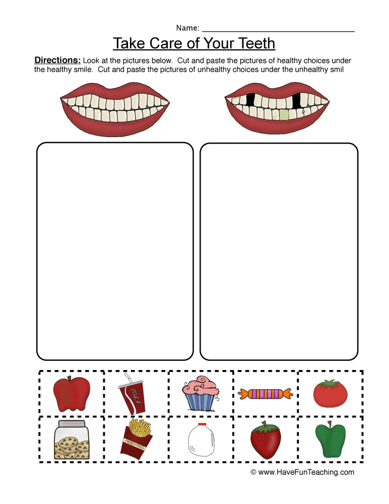 Clean Teeth Worksheet - Sorting  