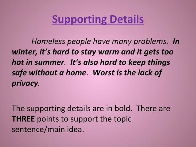 topic main idea supporting details
