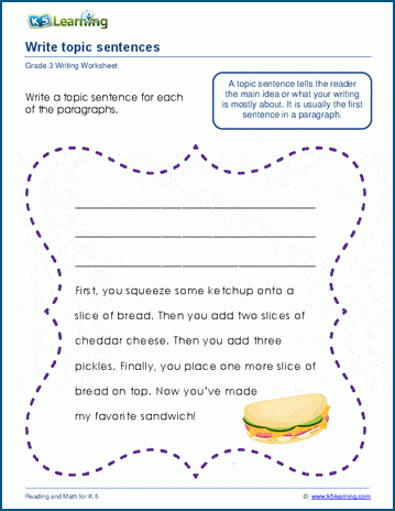 Topic sentences worksheets | Worsheets library