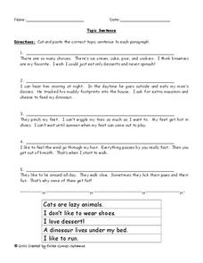 Topic Sentence Worksheet for 4th - 5th Grade | Lesson Planet