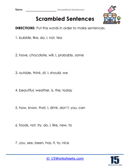 Scrambled Sentences Worksheets 15 Worksheets Library Worksheets Library