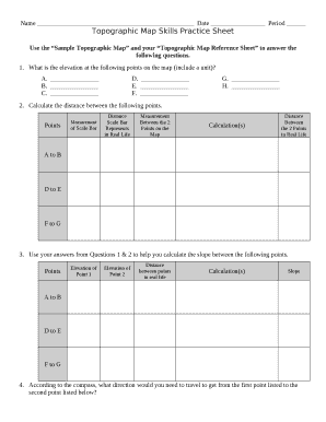 Topographic Map Skills Practice Sheet Answers - Fill and Sign ...