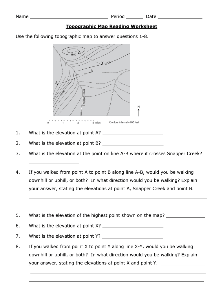 Topographic Map Reading Worksheet Answer Key - Fill Online ...
