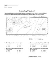 topographic map worksheet earth science