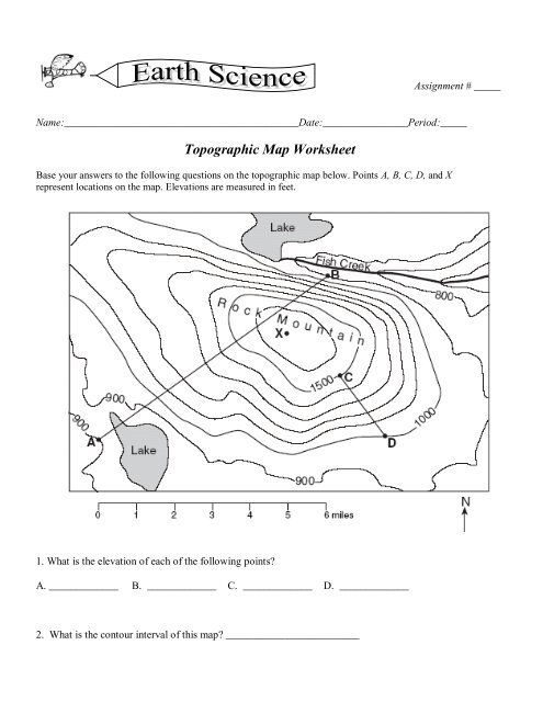 Topographic Map Worksheets