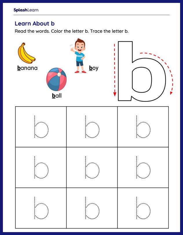 Letter B Tracing Worksheets for Kids Online - SplashLearn