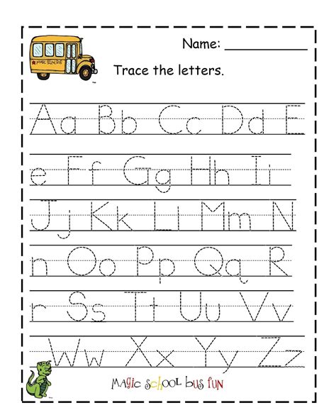 trace alphabet worksheet for kindergarten