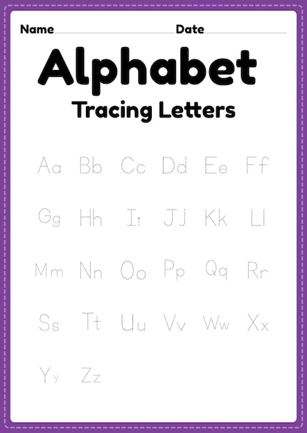 trace alphabet worksheet for kindergarten