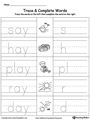 FREE* AY Word Family Trace and Write | MyTeachingStation.com