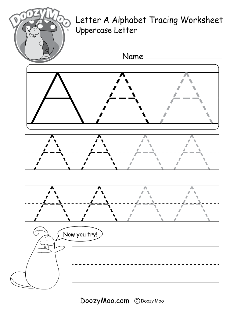 trace letter a worksheet free