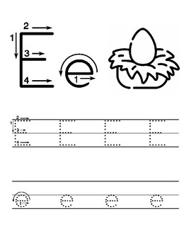 Letter E Alphabet Tracing Worksheets -