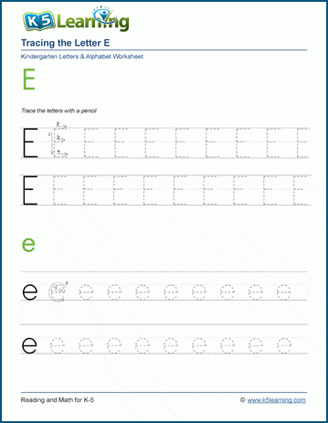 Tracing the Letter E e | Worsheets library