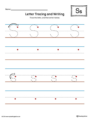 Tracing letter s alphabet worksheet for kindergarten and preschool ...