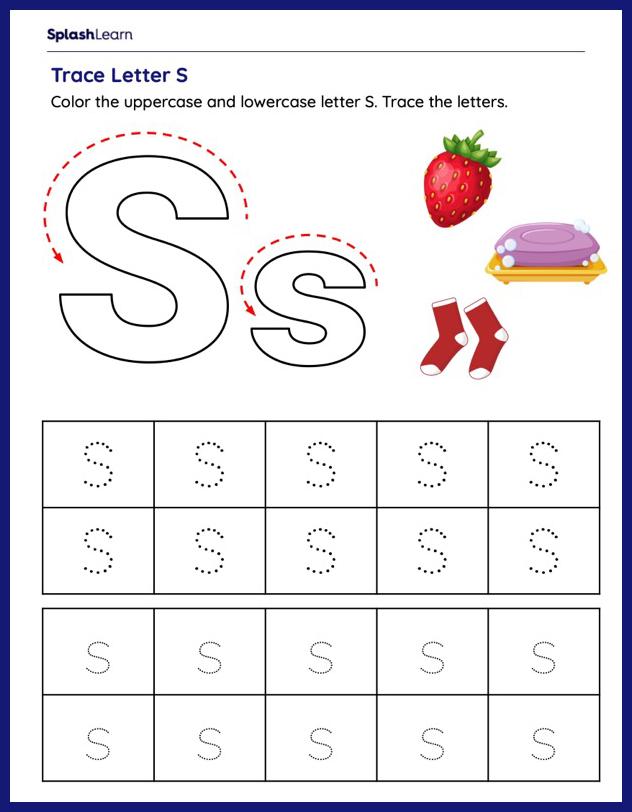 trace letter s worksheet