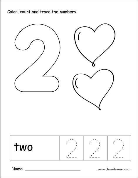 Number two writing, counting and recognition activities for children