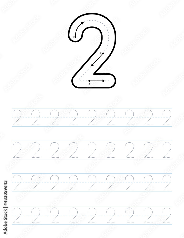 Number Tracing Worksheet, Trace the Numbers 1 to 8 | Numbers ...