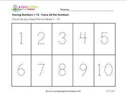 Tracing Numbers 1-10 - Trace All the Numbers - Kindergarten Numbers
