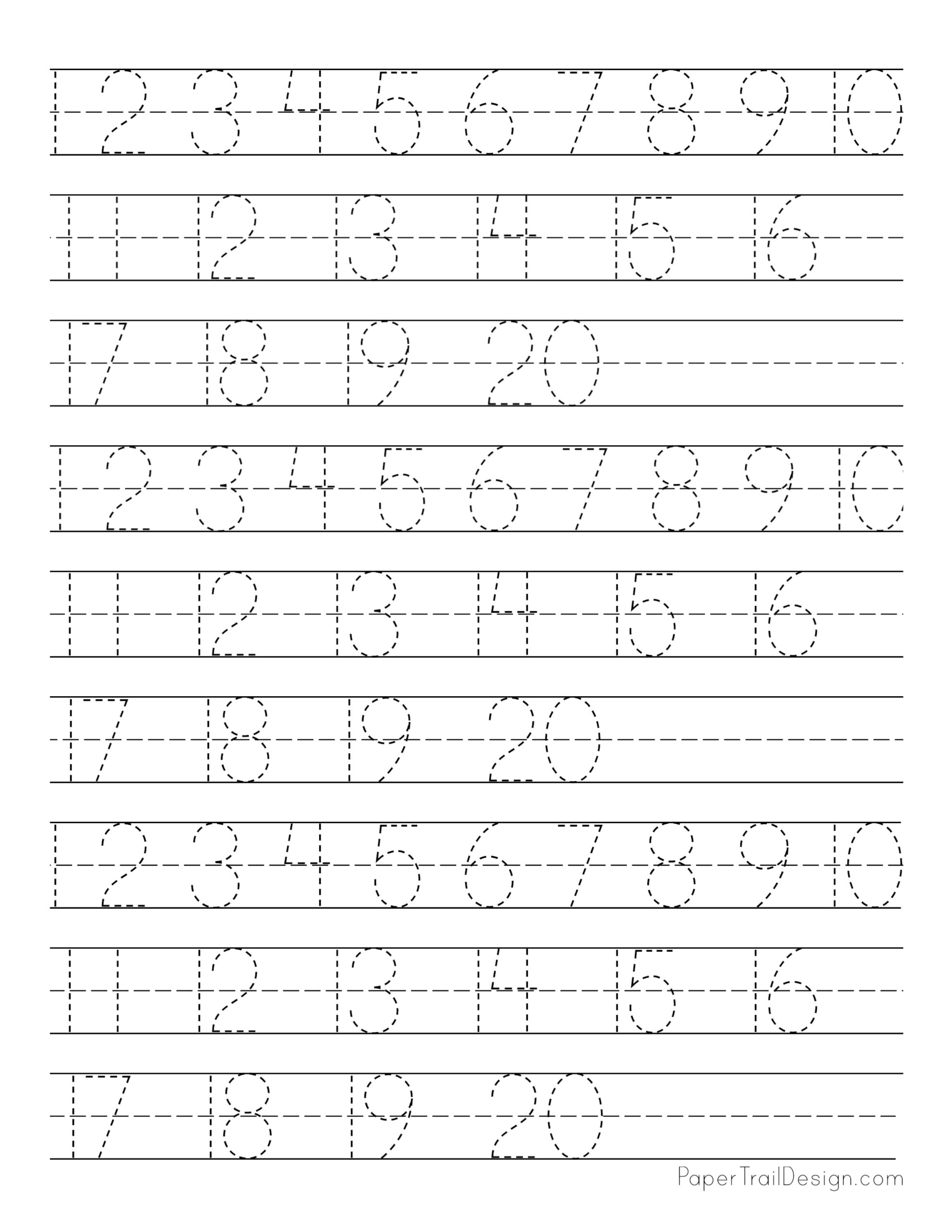 Number Tracing 1-20 Worksheets | linsdevasconcellos.org.br