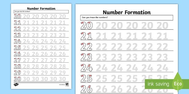 trace numbers 1 30 worksheet