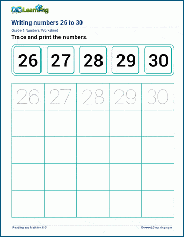 trace numbers 1 30 worksheet