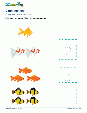 Count and trace 1-4 | Worsheets library