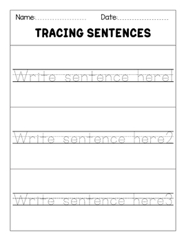 traceable Sentences : Editable Tracing Sentences Worksheets for ...