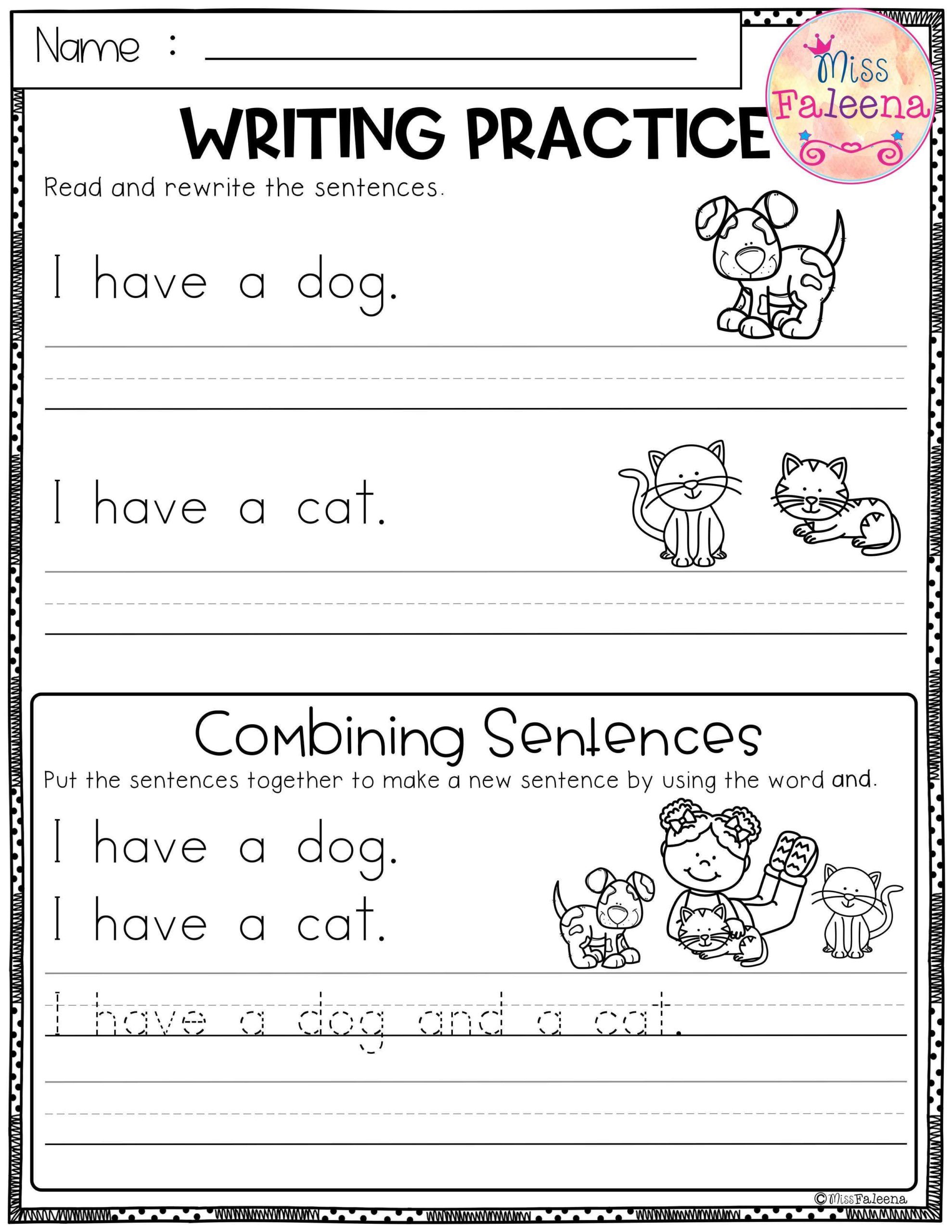 Sentence Tracing Worksheets Free 7F2 | Writing sentences ...