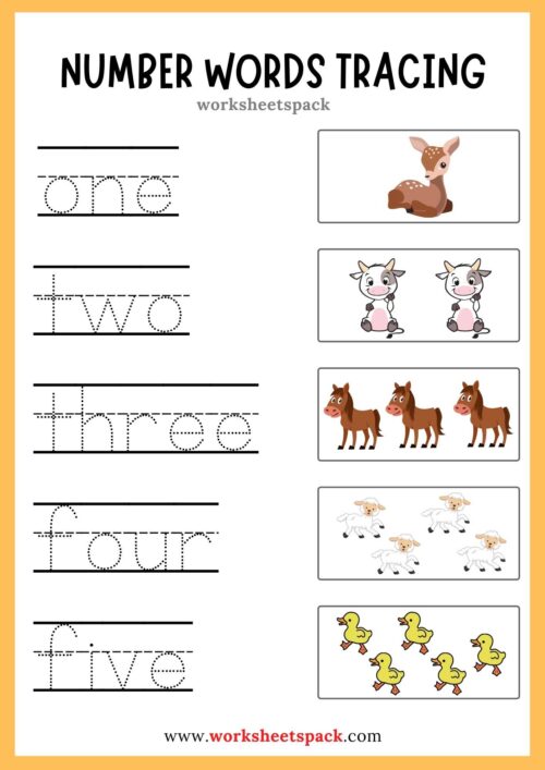 Tracing Number Words 1-10 Free Worksheets - worksheetspack