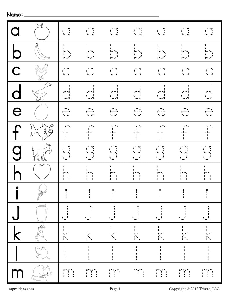 Lowercase Letter Tracing Worksheets!