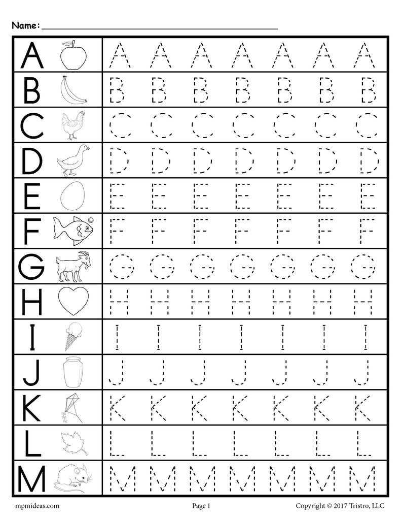 Uppercase Alphabet Letter Tracing Worksheets!