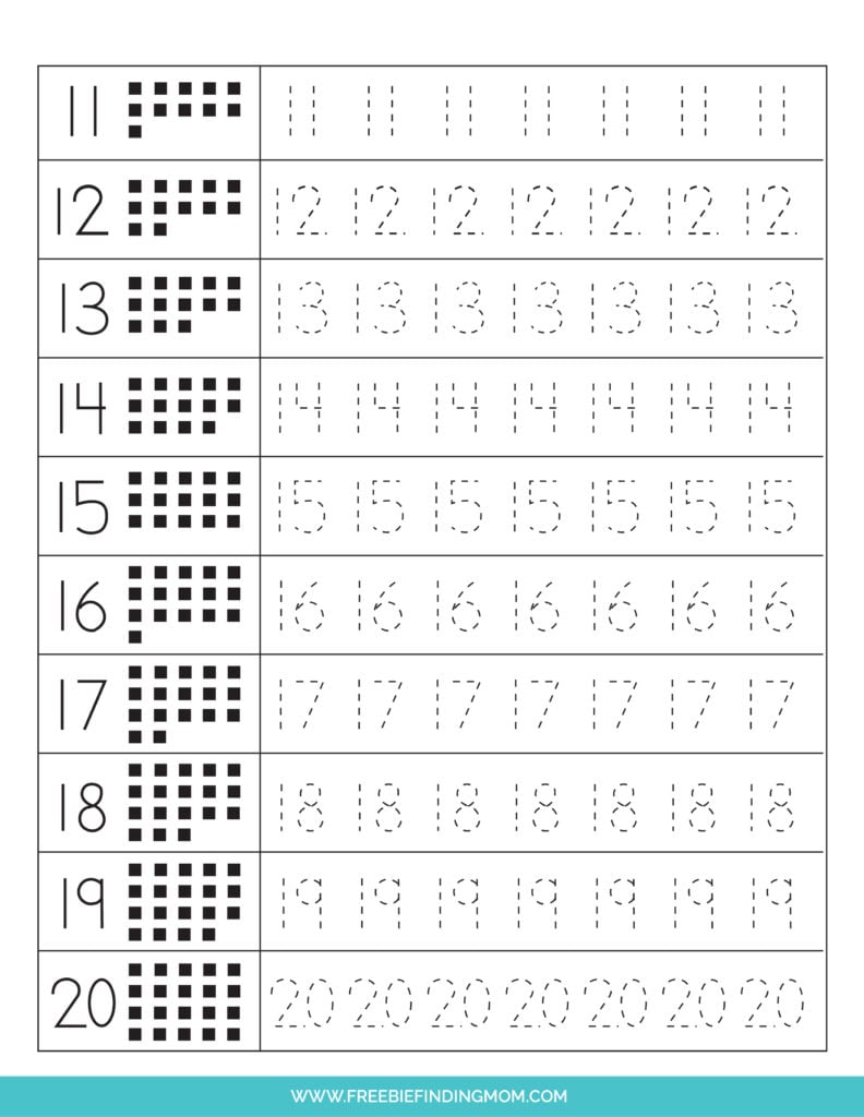4 Free Number Tracing Worksheets 1 20 PDF Downloads Freebie 