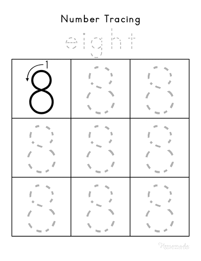 Free Printable Number Tracing Worksheets 1-100