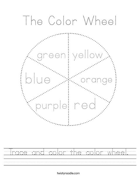 Trace and color the color wheel Worksheet - Twisty Noodle