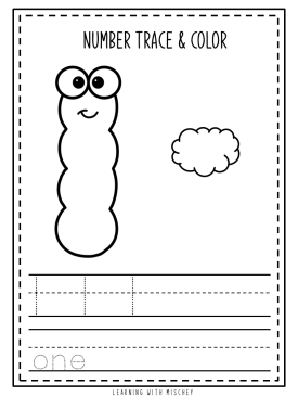 Mash > Class Level > Number Trace &  Color Worksheets (Cloud Themed)