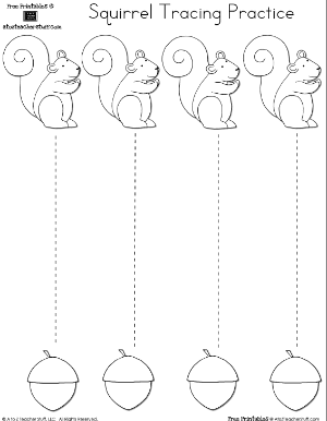 Squirrel and Acorn Tracing or Cutting Practice | A to Z Teacher ...