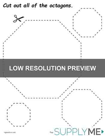 Octagons Cutting Worksheet - Octagons Tracing &  Coloring Page ...
