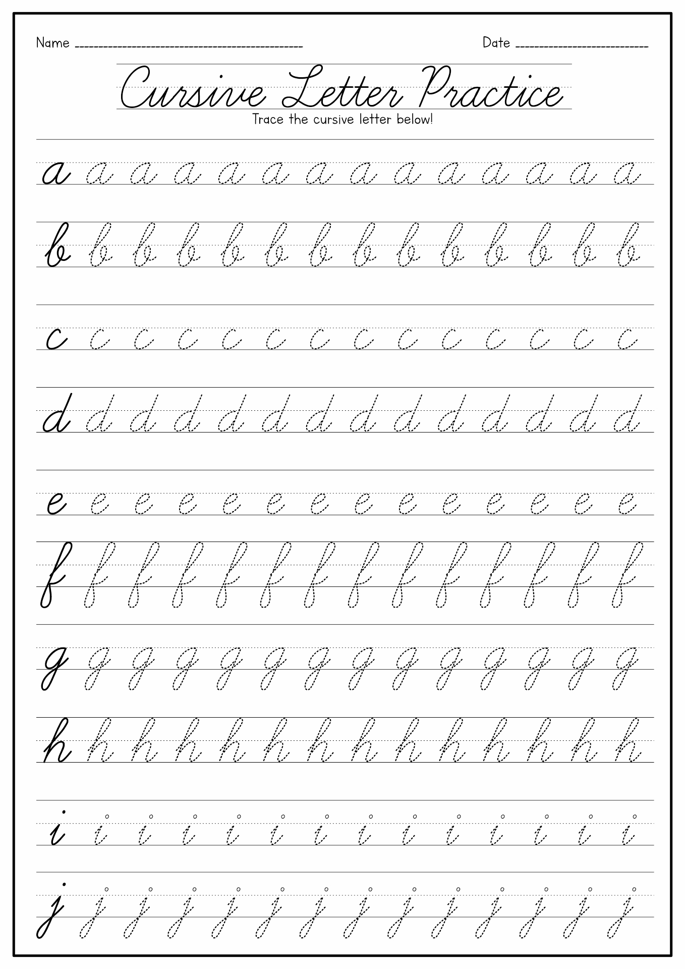 tracing cursive writing worksheet