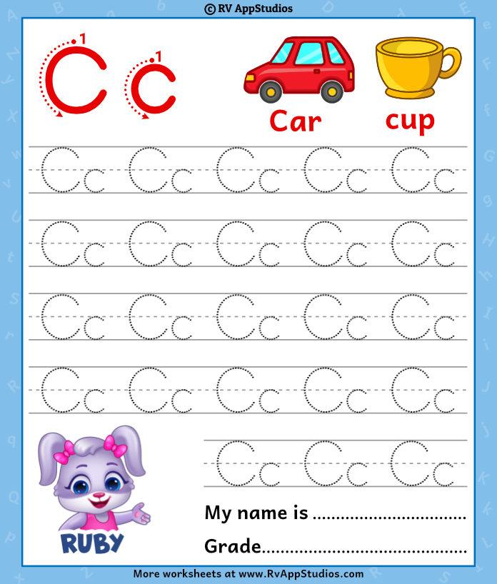 tracing letter c worksheet